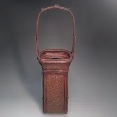 茶道具 竹籠 花入 手付籠　高さ約40cm 本体四方約11.5cm