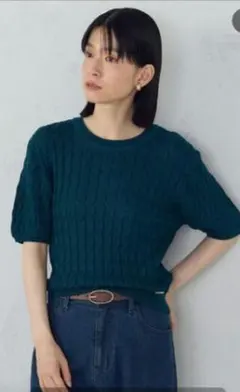 COMME CA ISM ミニケーブル 5分袖ニット