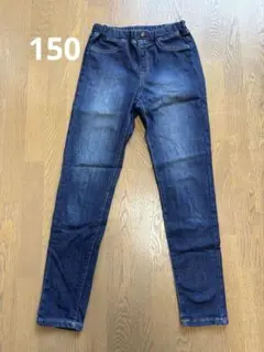 【美品】GU スリムフィット ダークブルーデニムパンツ