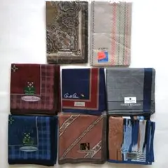 新品ラベル付き 8枚 メンズ ブランドハンカチ まとめ売り ランセル 他