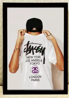 115 stussy アートポスター　アメリカンレトロ　A4 額付き