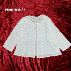 【美品】ピンクハウス　カーディガン　総柄　総レース　花柄　ボレロ