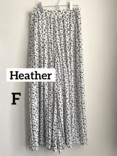 Heather ヘザー　小花柄　プリーツパンツ　ホワイト　ロング　フリーサイズ