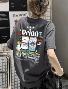 orion オリオンビール 半袖Tシャツ バックプリント Lサイズ ダークグレー