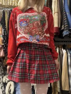 古着★襟付きスウェット★クリスマス くま ハート