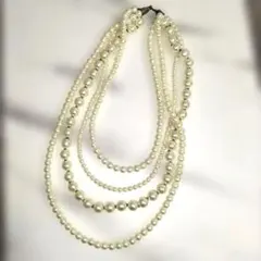 パール ４連ネックレス 調整可能　結婚式　アクセサリーレディース　ファッション