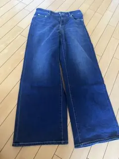 ワイドレッグデニムパンツ ダークブルーのサムネイル