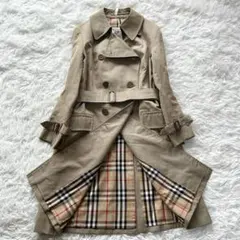 バーバリー　ハニーベージュ　ステンカラーコート　ノバチェック　ライナー　ロング 極美品 バーバリー トレンチコート ハニーベージュ ノバチェック