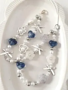 【韓国風】お花とハートのビーズキーリング 2点セット⋆˙⟡カスタムオーダー O1