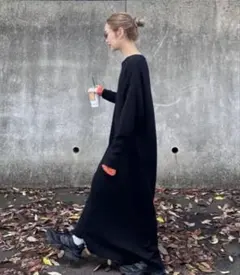 チャオパニックティピー　pon企画　ウール混クルーネックニットワンピース M