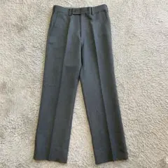80sヴィンテージノータックスラックス グレー ボタン付き 古着 (s)