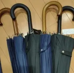 ぼほ未使用　24本骨傘　グラスファイバー製と木製の４本 長傘 ブラック　ネイビー