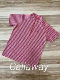 ゴルフウェア　レディースCallaway シャツ M 赤と白のストライプ