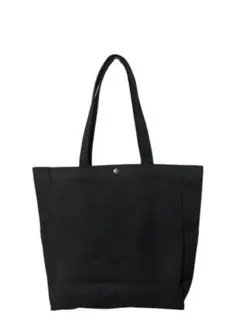 【大容量】新品 トートバッグ 帆布 厚手 丸洗い可 ボタン留め ブラック 未使用