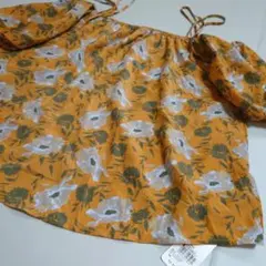【新品】 肩リボン 花柄 ブラウス イエロー Mのサムネイル