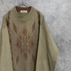 90S vintage 柄ニット　アクリル　メンズM 個性派　奇抜　B5