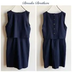 ブルックスブラザーズ レイヤード風 ノースリーブ ワンピース 6 ネイビー