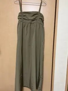 サマンサモスモス　フリーサイズ　キャメルフロントギャザーキャミワンピース