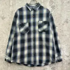 シュミット　西海岸　オンブレチェック　長袖シャツ　ネルシャツ　古着　ブルー他　M