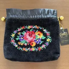 FEILER 花柄刺繍 ポーチ 巾着