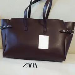 【新品】ZARA マキシトートバッグ ボルドー 大容量