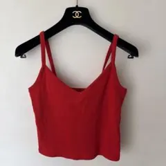【美品】　Forever21 赤いリブ編みVネック　キャミソール