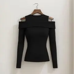 オフショルダー長袖カットソー XL