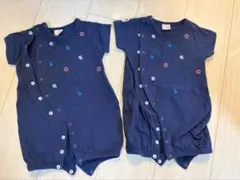 双子　ロンパース　petit main プティマイン　新生児　2枚セット