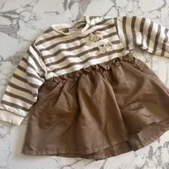 petit main ストライプ フリル トップス 80