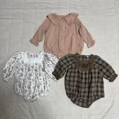 女の子　80 長袖ロンパースセット　しまむら　juo 花柄　ガーゼ　まとめ売り