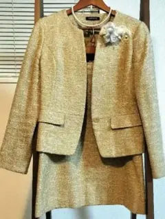 ✾ NEWYORKER ツイード ノーカラー スーツセット ベージュ М