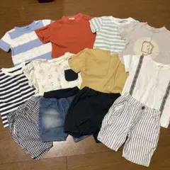 Tシャツセット 青白ストライプ オレンジ
