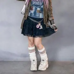 y2k 00s archive 平成ギャル グランジ 総レース3段フリルミニスカ