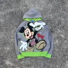 【古着】ディズニーランド ミッキーマウス グレー グリーン パーカー y2k