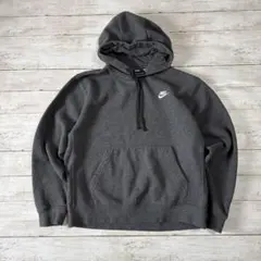 ナイキ ワンポイントロゴ プルオーバーパーカー M 灰色グレーゆるダボメンズ古着