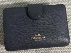 COACH 二つ折り財布 ネイビー　汚れあり