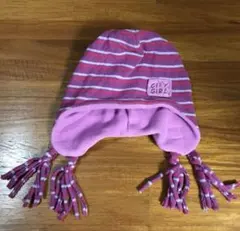 帽子　フリース　小物　パープル系　ボーダー　キッズ　冬　51cm