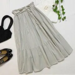 【美品✨売り切れ必至】ナイスクラップ フリルギャザーロングスカート グレージュ