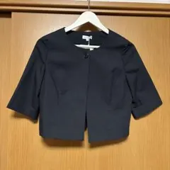 ［新品タグ付］ノーカラージャケット　エスプリミュール　七分袖　黒　ボレロ　綿混