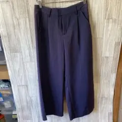 380円ダメージ品【GUジーユーＬサイズ】ストライプ柄 ワイドパンツ パープル