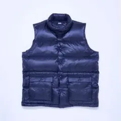 ネイビー ダウンベスト フロントボタン付き