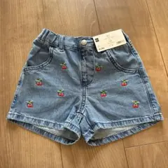 【GU】さくらんぼ刺繍　デニムハーフパンツ