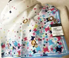 セリーヌ可愛いマカダム柄＆英字ロゴ透かし織り柄ミニスカーフ大判ハンカチ膝掛け②