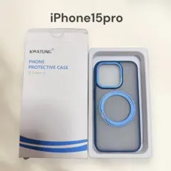 iphone 15 pro ケース magsafe対応  耐衝撃 半透明 ブルー