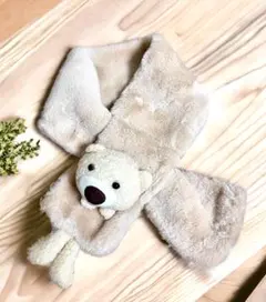 ネック　マフラー　ぬいぐるみ　キッズ子供　防寒　ファーあったかい　犬　白