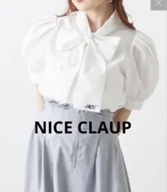 【新品】NICE CLAUP ロゴ刺繍入りボウタイブラウス
