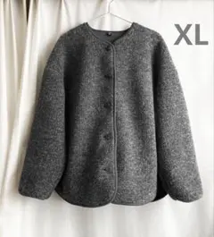 ユニクロ　ボアフリースリラックスカーディガン　ダークグレー　XL