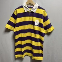 A BATHING APE エイプ　ボーダー ラガーシャツ L 猿プリントのサムネイル