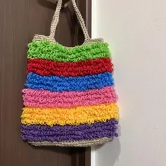 トートバッグ　麻紐バッグ かぎ針編みバッグ