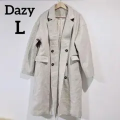 ダブルブレスト ロングコート Lサイズ　ベージュ シンプル　通勤　オフィス